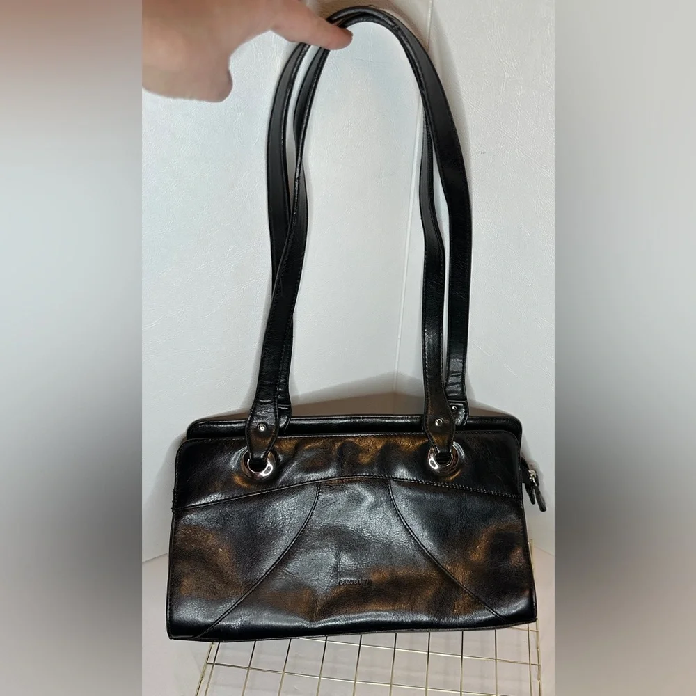 DOLCE VITA Black Faux Leather Shoulder Bag With Silver Hardware